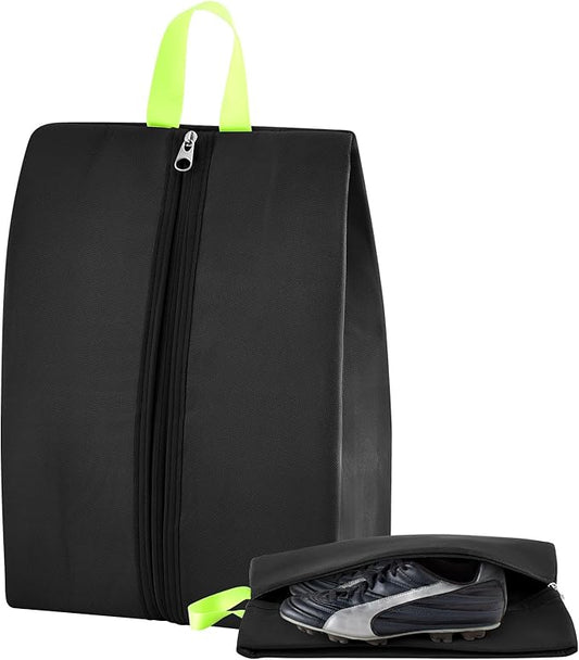 1 Pcs 2 Pack 4 Layer Smell Proof Cleat Bag Fits up to Size 14, Odor & Mud Resistant Cleat Storage, Waterproof, Fits Soccer, Football, Baseball & Golf Shoes (Black)