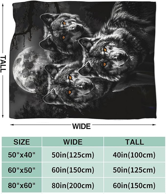Tijuboni Wolf Throw Blanket Wolf Gifts for Girls Boys Women Men Kids Adults Soft Flannel Fleece Blanket for Couch Sofa Bed Home Decor 50"x60"