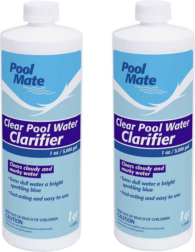 Pool Mate 1-Quart 2-Pack Premium Clear Pool Water Clarifier, Made in USA