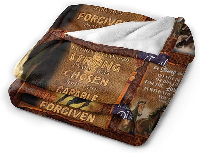 Tijuboni Horse Throw Blanket Christian Religious Gifts for Girls Boys Women Men Kids Adults Soft Flannel Fleece Blanket for Couch Sofa Bed Home Decor 50"x60"
