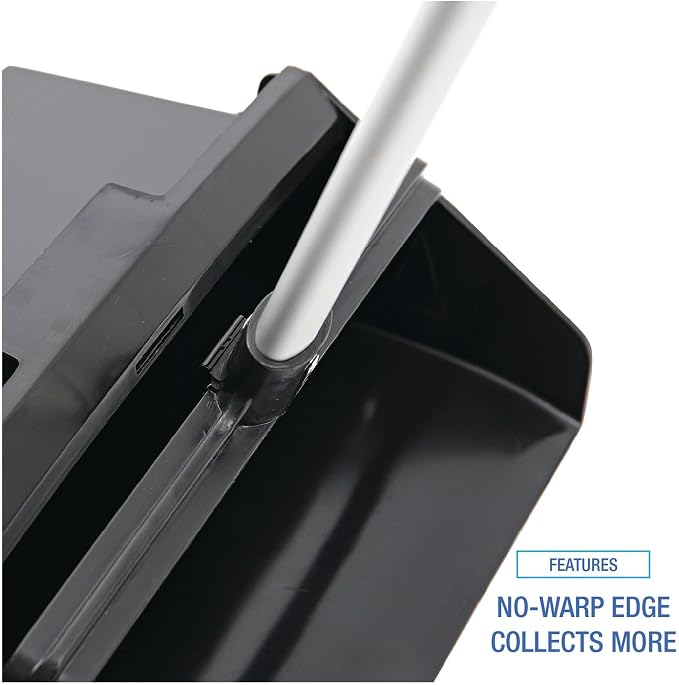 Boardwalk Commercial Lobby Dust Pan, 11.75 x 37, 34" Long Handle, Plastic/Aluminum, Black/Silver, Large Capacity