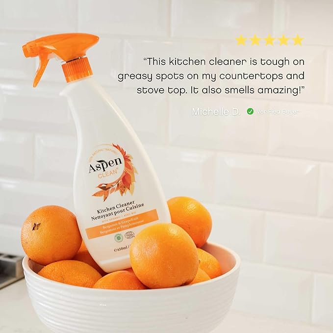 AspenClean | Kitchen Spray Cleaner | Plant-Based Degreaser for Grease & Grime | Multi-Surface Cleaner | Non - Toxic | 100% Natural | EWG Verified | Pack of 2