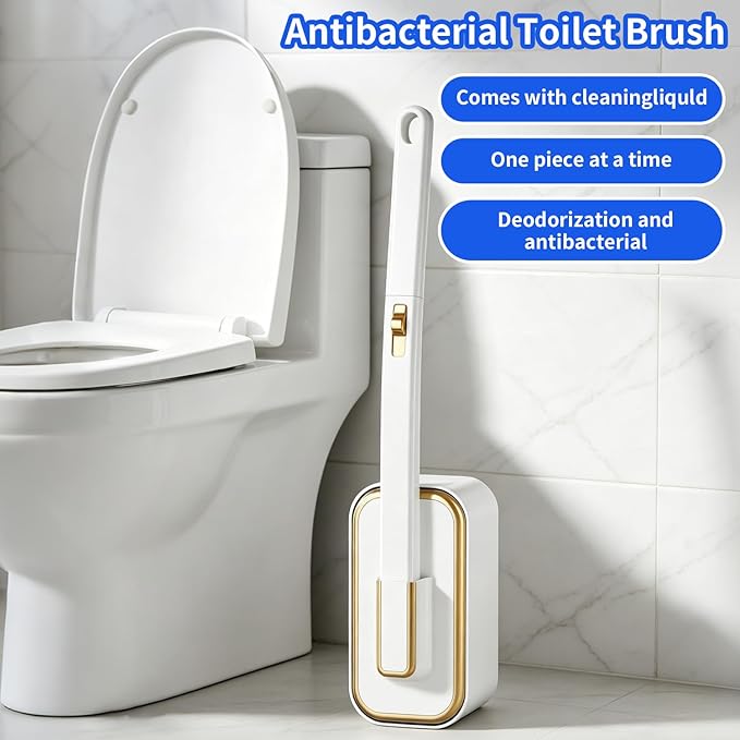 Disposable Toilet Brush Cleaning Kit with 48 Refill Heads, Holder & Storage Caddy, Wall-Mounted Toilet Bowl Wand Scrubber for Bathroom (Disposable Toilet Brush)
