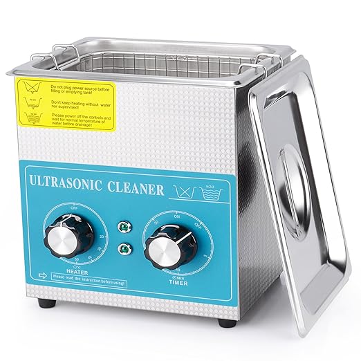 stonylab Ultrasonic Cleaner, 304 Stainless Steel All-Purpose Ultrasonic Cleaner with Mechanic Control Panel of Heating and Timer for Laboratory 40kHz 110V, 2L