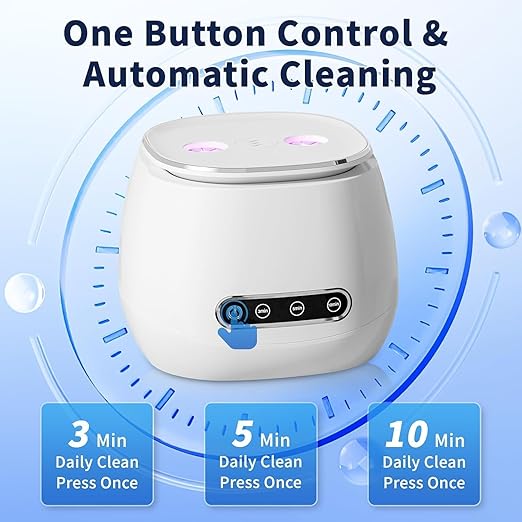 Ultrasonic Retainer Cleaner Machine, Dental Cleaning Pod for Dentures, Aligners, Night Guards, Braces, Toothbrush Heads & Jewelry, 45kHz Retainer Cleaner with 3 Modes & Digital Timer