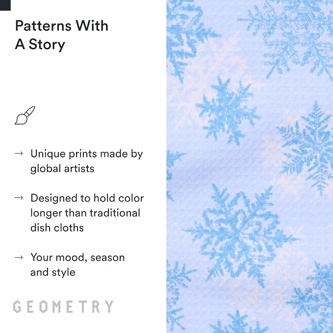 GEOMETRY Holiday Kitchen Dish Cloths - Quick Dry Dishcloths for Kitchen - Premium Dish Rags with Geoweave - 3-Pieces Set - Snow Frostin