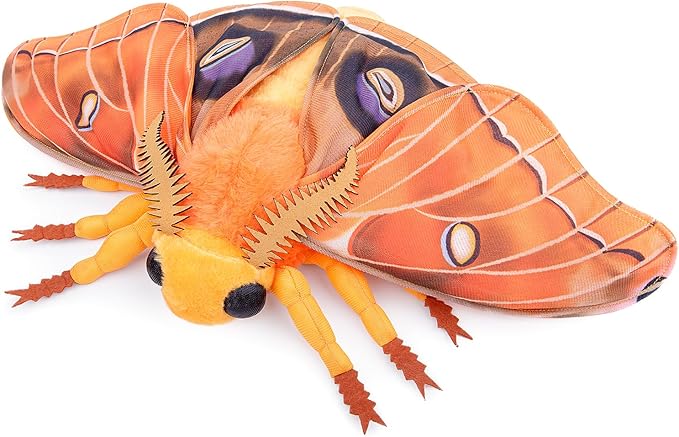 Polyphemus Moth Plush Toy, Lifelike 11in Realistic Soft Big Moth Plushie Model Toy, Unique Plush Gift Collection for Kids