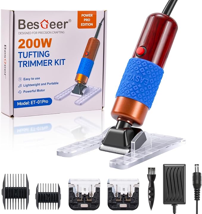 BESGEER 200W Carpet Trimmer with Optimized Shearing Guide, Rug Shears Carpet Carving Tool with 2 Blades for Carpet Repair, a Highly Customer-Friendly Tufting Trimmer for Sculpting Tufting Gun Rug
