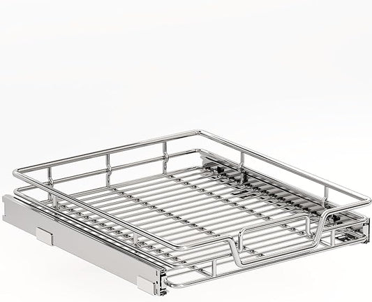 Kitchen Cabinet Pull Out Shelf and Drawer Organizer Slide Out Pantry Storaqe Basket in Multiple Sizes (17" W x 18" D,1 Tier)