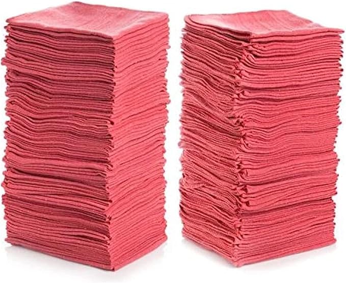 SIMPLI-MAGIC Cotton Shop Towels 14"x12" (500 Pack) – Reusable Cleaning Shop Rags for Mechanic, Industries, Garage and Homes (Red)