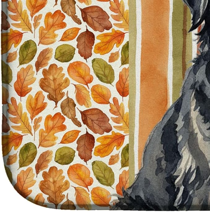 Caroline's Treasures Bouvier des Flandres Heirloom Fall Dish Drying Mat Absorbent Dish Drying Mat Pad for Kitchen Counter Dish Drainer Mat for Countertop, 14 x 21", Multicolor