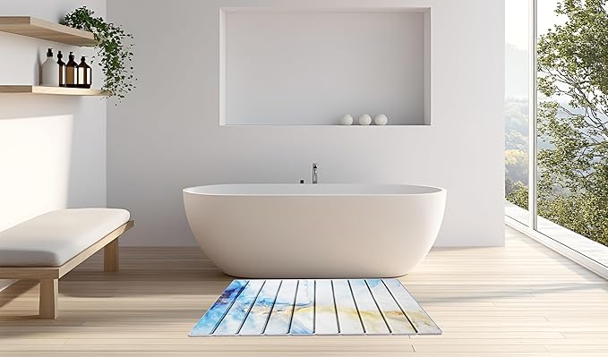 Stone Drying Mat for Kitchen Counter - Quick Dry Stone Dish Drying Mat, Large Non-Slip Stone Bath Mats for Bathroom & Kitchen Sink, Foldable Fast Drying Stone Sink Mat (blue gold)