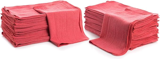 SIMPLI-MAGIC Cotton Shop Towels, Commercial Grade, Red, 500 Pack, Size: 14" x 12"