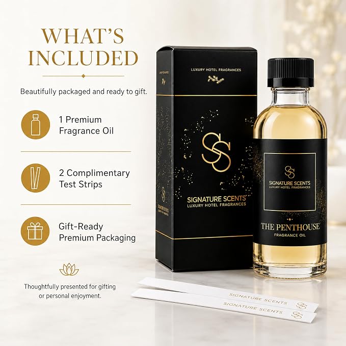 Luxury Hotel Diffuser Oil for Hotels and Homes - Aromatherapy Oils for use with an Essential Oil Diffuser at Home - Fragrance-Scent Diffuser Oil Blend (The Penthouse) 4.05fl oz (120ml)