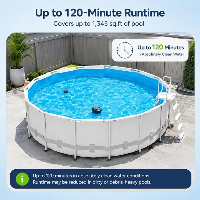 Pooloob PF1 Pro Pool Robot Vacuum with Floating Buoy & Tether, for Daily Clean Pool Maintenance Cleaner, Not for Initial or Deep Cleaning, Floor Only Cleaning for All Flat-Floor Above/In Ground Pools