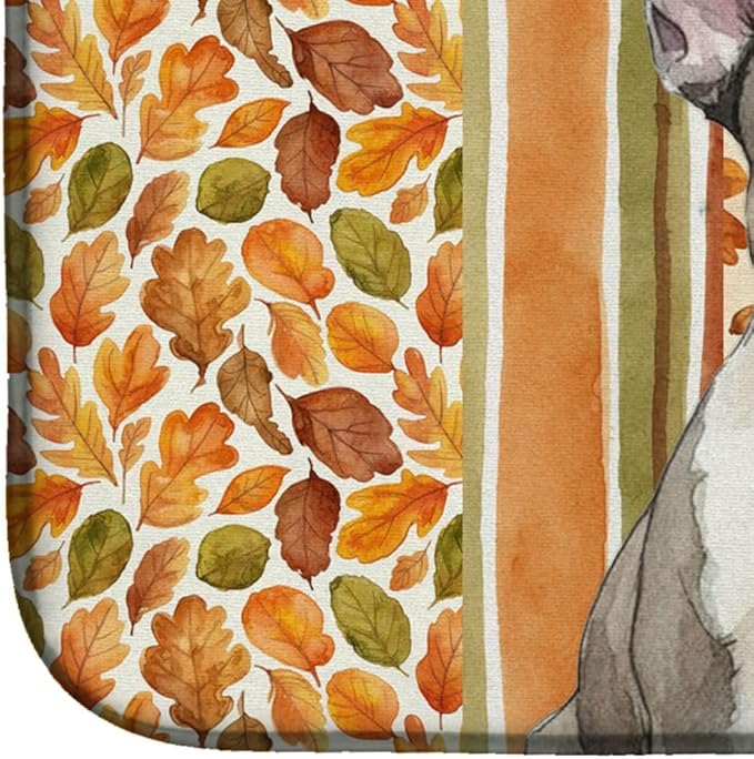 Caroline's Treasures Pied French Bulldog Heirloom Fall Dish Drying Mat Absorbent Dish Drying Mat Pad for Kitchen Counter Dish Drainer Mat for Countertop, 14 x 21", Multicolor