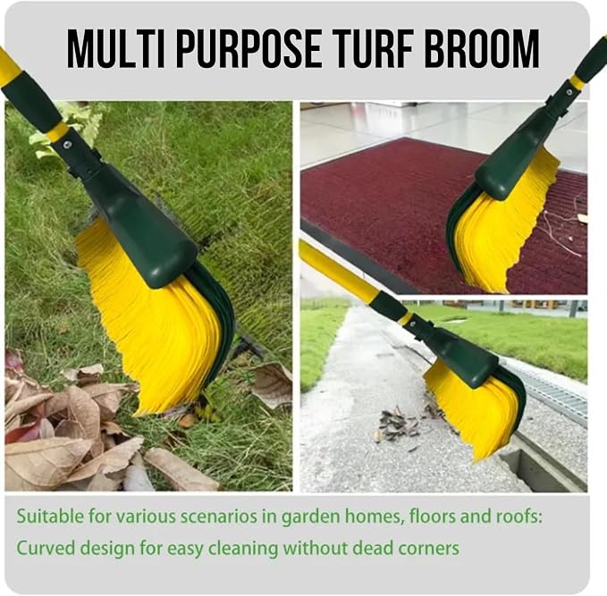Artificial Grass Turf Broom - Astroturf Rake/Brush. Also Great Carpet Rake & Groomer (Curved Bristle)