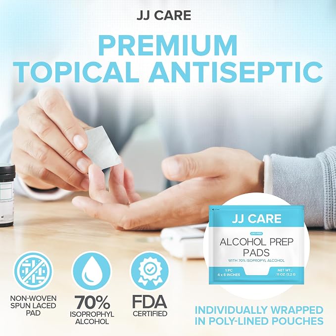 Large Alcohol Prep Pads [Pack of 120], 4 x 6" Sterile Prep Pads Individually Wrapped, 70% Isopropyl Alcohol Wipes, 2 Ply First Aid Swabs, Perfect for Medical, First Aid Kit & Home