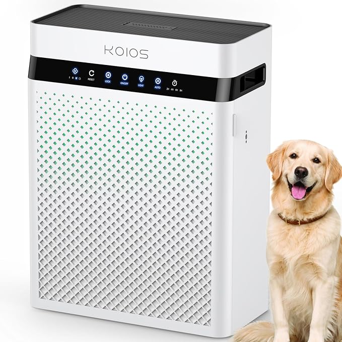 KOIOS Air Purifiers for Home Large Room up to 2400sq.ft, Air Purifier for Home Pets with Washable HEPA Filter, Air Quality Sensor & Aromatherapy, Air Cleaner for Bedroom, Dorm, Office K03