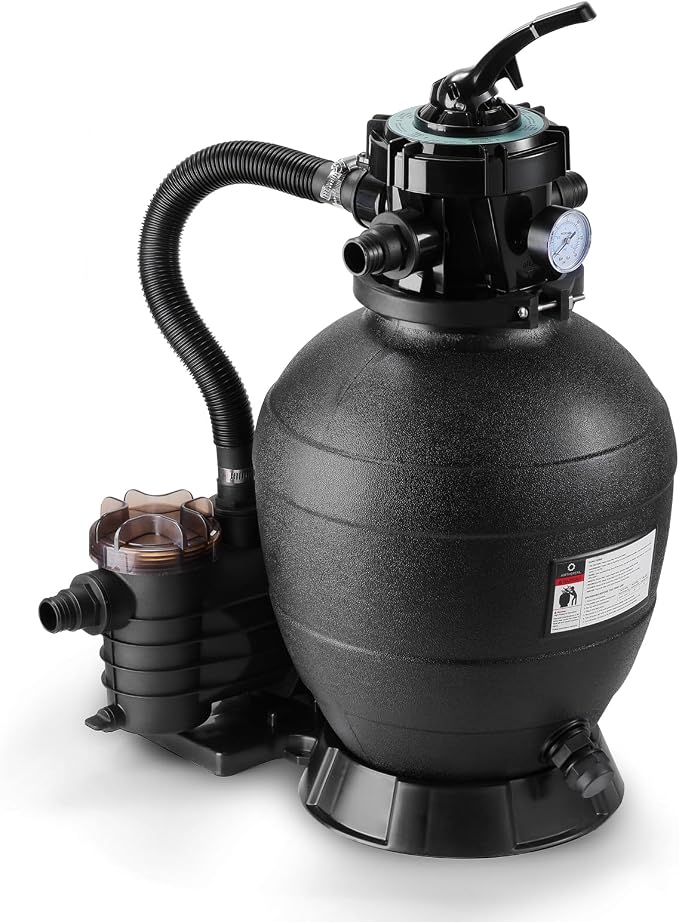 Airthereal AquaMind AM13 Sand Filter Pump for Above Ground Pool, 13" Pool Sand Filter System, ¾ HP Motor, High-Flow 3,435 GPH, 7-Way Valve, Reliable Motor for Pools Up to 11,000 Gallons
