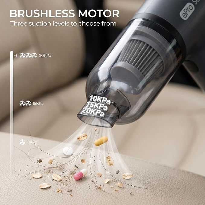 Handheld Vacuum Cordless, 12000Pa 75W Mini Vacuum with Blower Function, 24 Mins Runtime, 0.14L Dust Bin, Compact Design with Multi-Accessories for Stairs, Car and Home