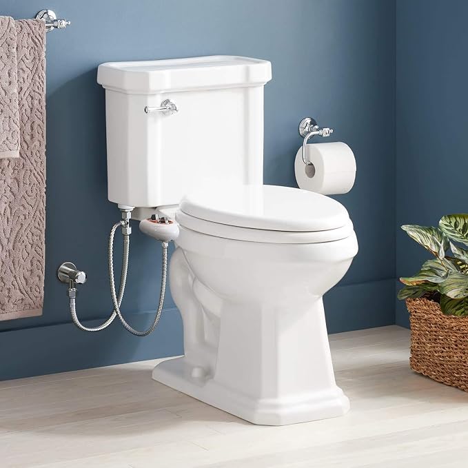 YASFEL Bidet, Self-Cleaning Bidet Attachment for Toilet - Non Electric Dual Nozzles Cold Water Bidet Toilet Seat Attachment with Adjustable Pressure Control, for Frontal & Rear Wash (Wood Color)