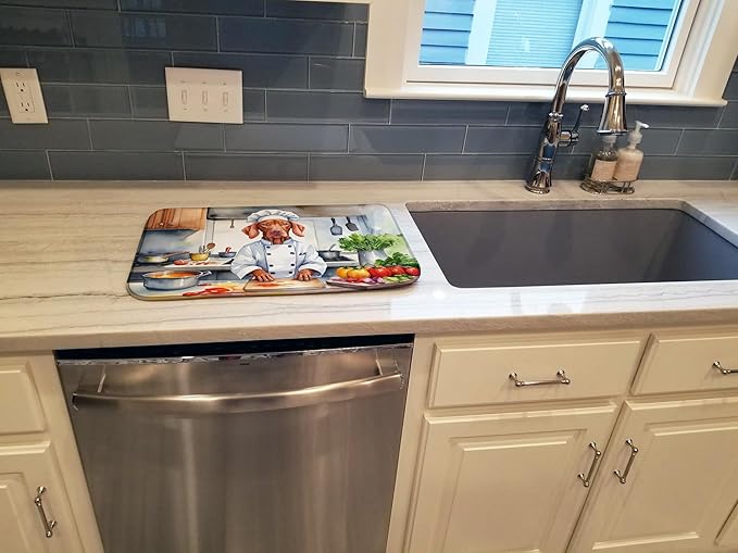 Caroline's Treasures DAC6335DDM Vizsla The Chef Dish Drying Mat Absorbent Dish Drying Mat Pad for Kitchen Counter Dish Drainer Mat for Countertop, 14 x 21", Multicolor
