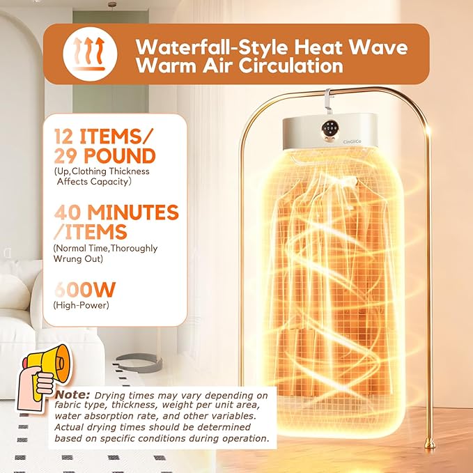 Portable Clothes Dryer, Clothes Dryer Hold 12 Items Up, With Time Setting、Remote Control, Portable Dryers For Laundry, Apartments, RV, Travel, Low noise、Energy Saving (White)