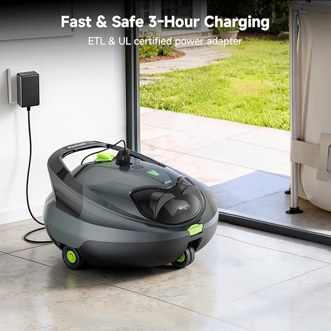 Pooloob PF1 Cordless Pool Vacuum Cleaner Robot for Daily Pool Maintenance, Floor Only Cleaning for Above/In Ground Pools, Triple Filtration, Floating Buoy & Tether, Not for Initial or Deep Cleaning