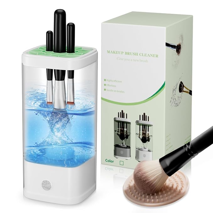 Electric Makeup Brush Cleaner - 9000 RPM Makeup Brush Cleaning Machine with Dry Function - IP65 Waterproof Automatic Makeup Brush Cleaner for Makeup Sponges and Brushes Cosmetic Brush Cleaner Plug-in