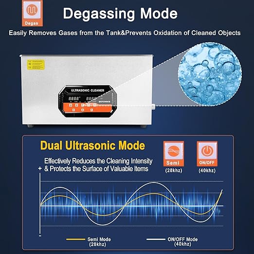 Ultrasonic Cleaner 30L 600W Digital Ultrasonic Cleaning Machine with Upgraded Degassing & Gentle Mode, 40kHz, with Heater & Timer for Tools, Jewelry, Watches, Glasses, Dentures, Small Parts