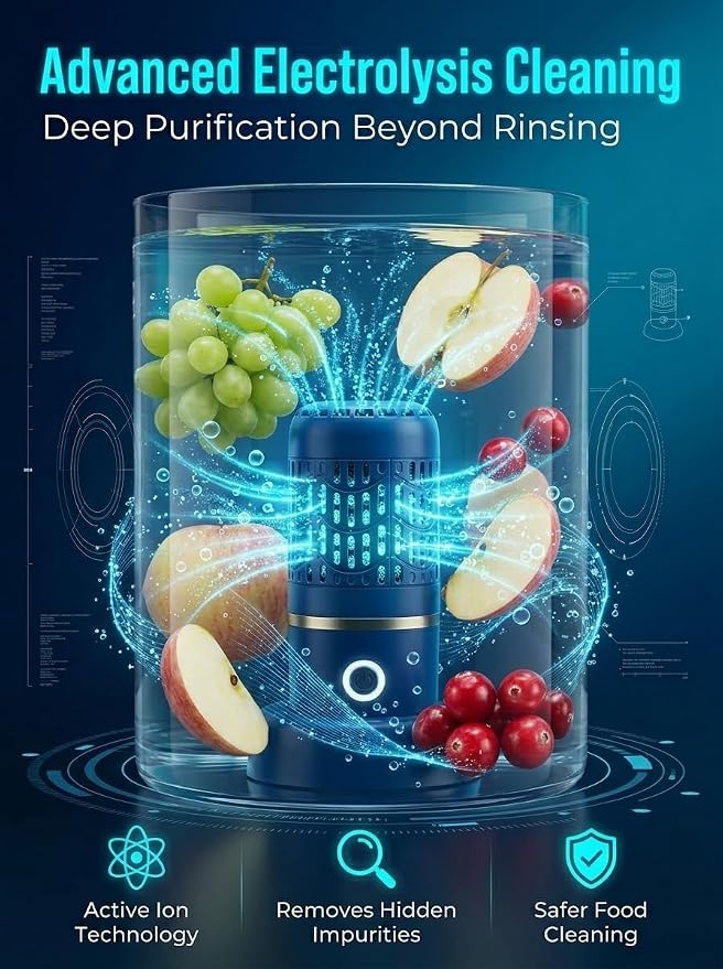 Cleaner Desinfectante Fruit Device Ultrasonic Vegetable Brush Fresh Purifier Clean Machine Washer Wash Bowl USB Wireless Pure Food Seafood Extend Water-Proof Freshness Rice Meat