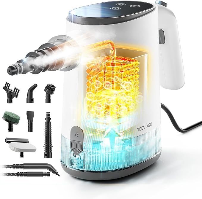 Handheld Steam Cleaner for Home, 3s Instant Heat Pressurized Steamer with 650ML Long-Lasting Tank – Lightweight Portable for Kitchen, Grout, Pet Stains, Couch, Car, Bathroom, Tile, Oven, BBQ Grill