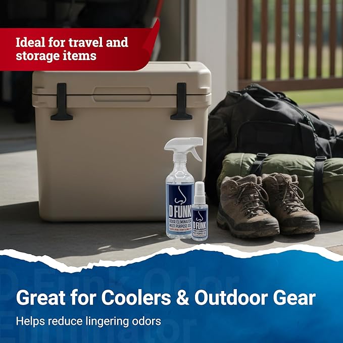 Ardent D Funk Odor Eliminator for Strong Odor, 2 Pack, 16 oz. and 2 oz. Bottle, Spray to Remove Smells, Pet Supplies, Sport Shoes and Equipment, Coolers, Made in USA