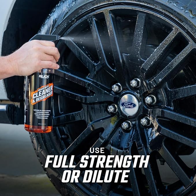 Slick Products Heavy-Duty Cleaner & Degreaser – Professional Strength Citrus Formula for Tires, Wheels, Engines, Chains & Tough Grime – Ready to Use or Dilute, 16 oz