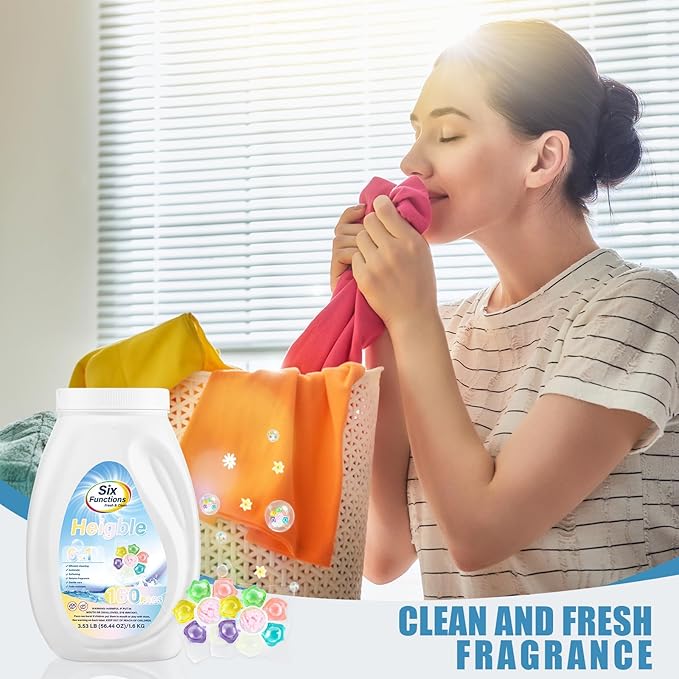160 Count Laundry Detergent Pods Bulk with Scent Boosters 6 in 1 Laundry Detergent Pacs Stain Remover Antistatic Softening Retains Fragrance Gentle Care Fade Resistant
