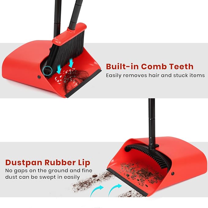 TreeLen Broom and Dustpan Set, 52 inch Broom and Dust Pan Combo for Home