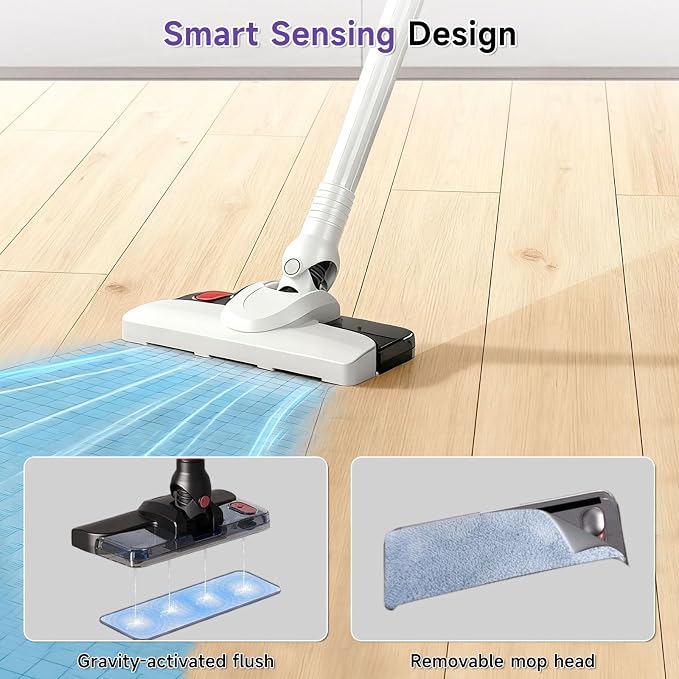 Cordless Mop and Vacuum Combo, Hardwood Floors Vacuum All in One, Lightweight Stick Wireless Cleaner, Detachable Water Tank and Mop, Ideal for Hard Floor & Pet Hair, Wet Dry Vacuum Cleaner