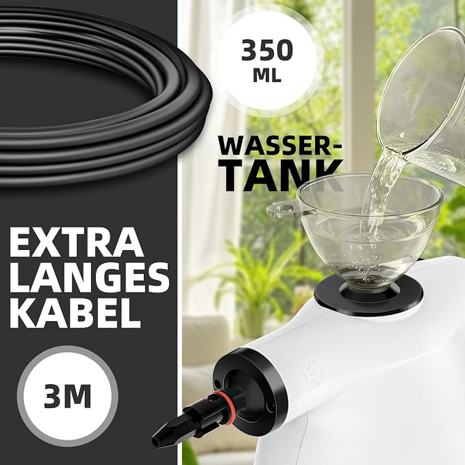 Handheld Steam Cleaner | 1300W High Pressure Steamer with 13 Accessories, Portable Steam Cleaner for Home,Grout, Kitchen, Car, Window, Upholstery,Floor, Bathroom and Clothes, White