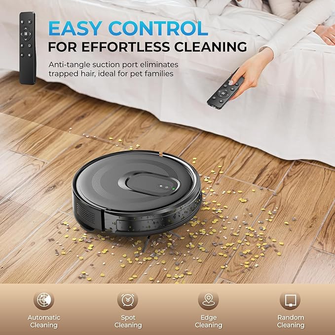 Robot Vacuum and Mop Combo, 4200Pa Suction, 2 in 1 Mopping Cleaner, Black, App & Voice Control, Self-Charging, Obstacle Avoidance, Compatible with Alexa