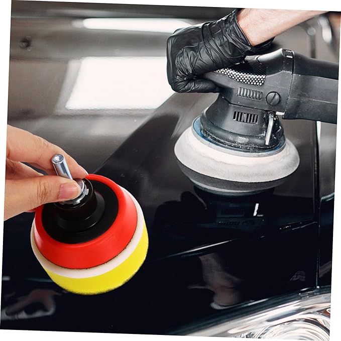 Vaguelly 1set Polishing Pad Kit for Drill Buffing Sponge Wheel Self-Adhesive Waxing Disc Auto Detailing Buffing Pads for Car Scratch Repair and Polishing Finish