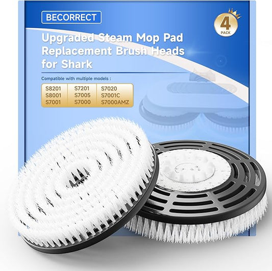 4 Pack Nylon Replacement Brush Pads Compatible with Shark S7000 S8000 Series, Heat Resistant Scrub Mop Pads, Heavy Duty Floor Cleaning Pads for Tile Hardwood Marble Floors