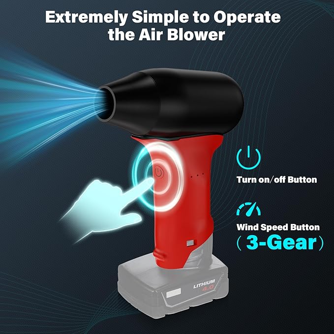 for Milwaukee M12 12V Lithium Battery Powered Jet Dry Blower, 130000RPM Compressed Air Duster, 3 Gear Adjustable Air Duster, Jet Fan Mini Blower for Tools, Car, Computer, Keyboard(No Battery)
