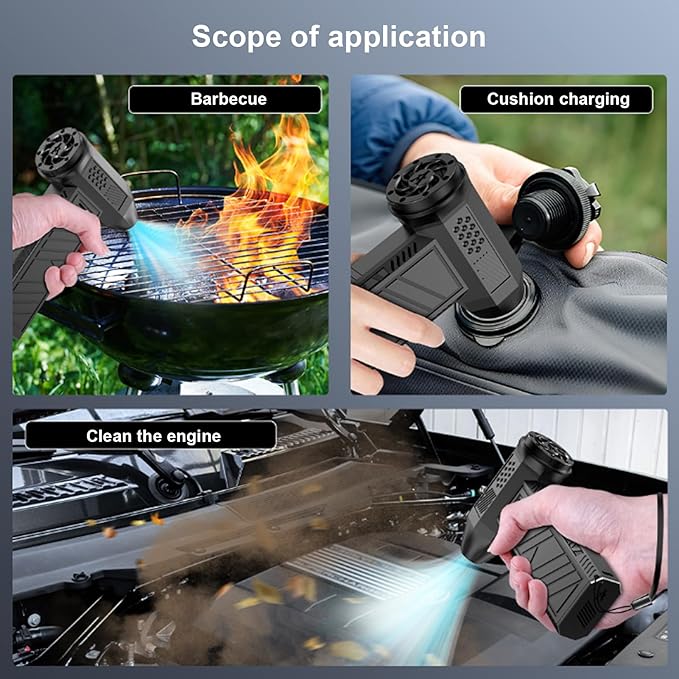 Focket Electric Air Duster, 130000 RPM Stepless Speed Control with Type C 15W Quick Charge for Car Computer Keyboard Cleaning
