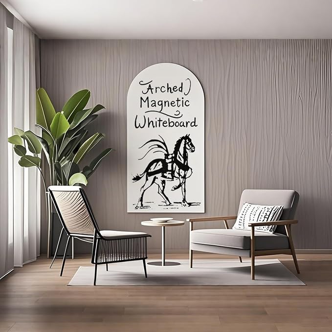 Magnetic Whiteboard Wall Arch Decal 39.3"x17.5" Adhesive Magnetic Dry Erase White Board Sticker with 36 Magnet Letter Removable Contact Paper Peel and Stick Whiteboard Wallpaper Roll