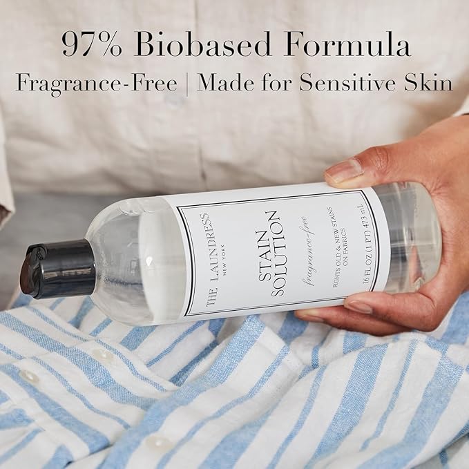 The Laundress Stain Solution, Laundry Stain Remover Treatment for Makeup, Red Wine, Coffee, Grass, 16 oz Stain Brush, Laundry Brush for Clothes Stain Removal, Small Brush for Cleaning