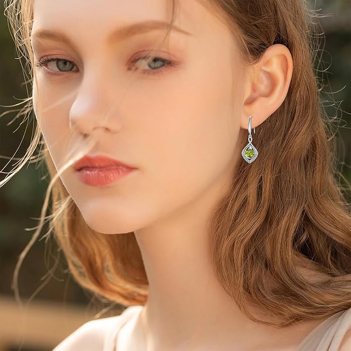 PELOVNY Celtic Knot Filigree Earrings for Women 925 Sterling Silver Moss Agate/Birthstone Infinity Earrings Birthday Christmas Jewelry Gifts for Mom Daughter Wife Sister