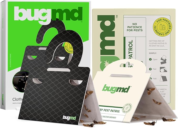 BugMD Pantry Pest Patrol Moth Trap (6 Count, Original) and Clothes Moth Boss Traps (6 Count, Black) Bundle