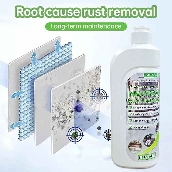 500ml Rust Stain Remover Neutral Metal Cleaner Marble Rust Remover - Powerful and Effective in Removing Rust and Stains From Marble, Granite, Tile, and Metal (500, Milliliters)