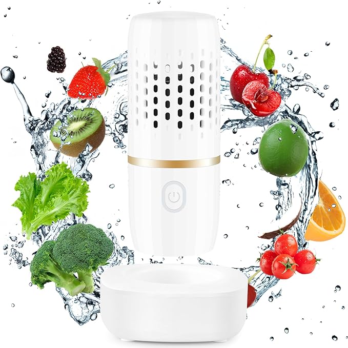 Cudinham Fruit and Vegetable Purifier Cleaner Washing Machine Capsule Shape Produce Cleaner Disinfection OH-ion Purification Technology for Cleaning Veggie Grains Rice Meat Seafood, White